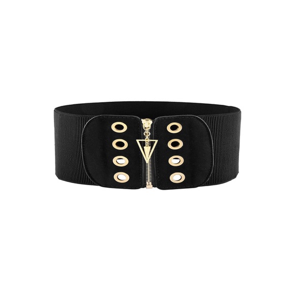 NEW Black Wide Elastic Fashion Waist Belt - Picture 2 of 5